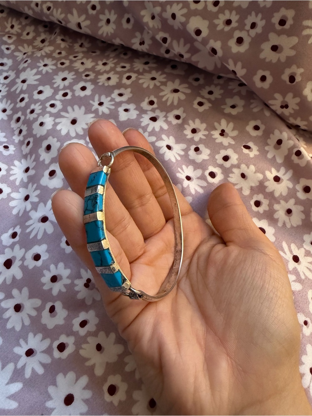 Turquoise Inlay bracelet bangle - Picture 2 of 12